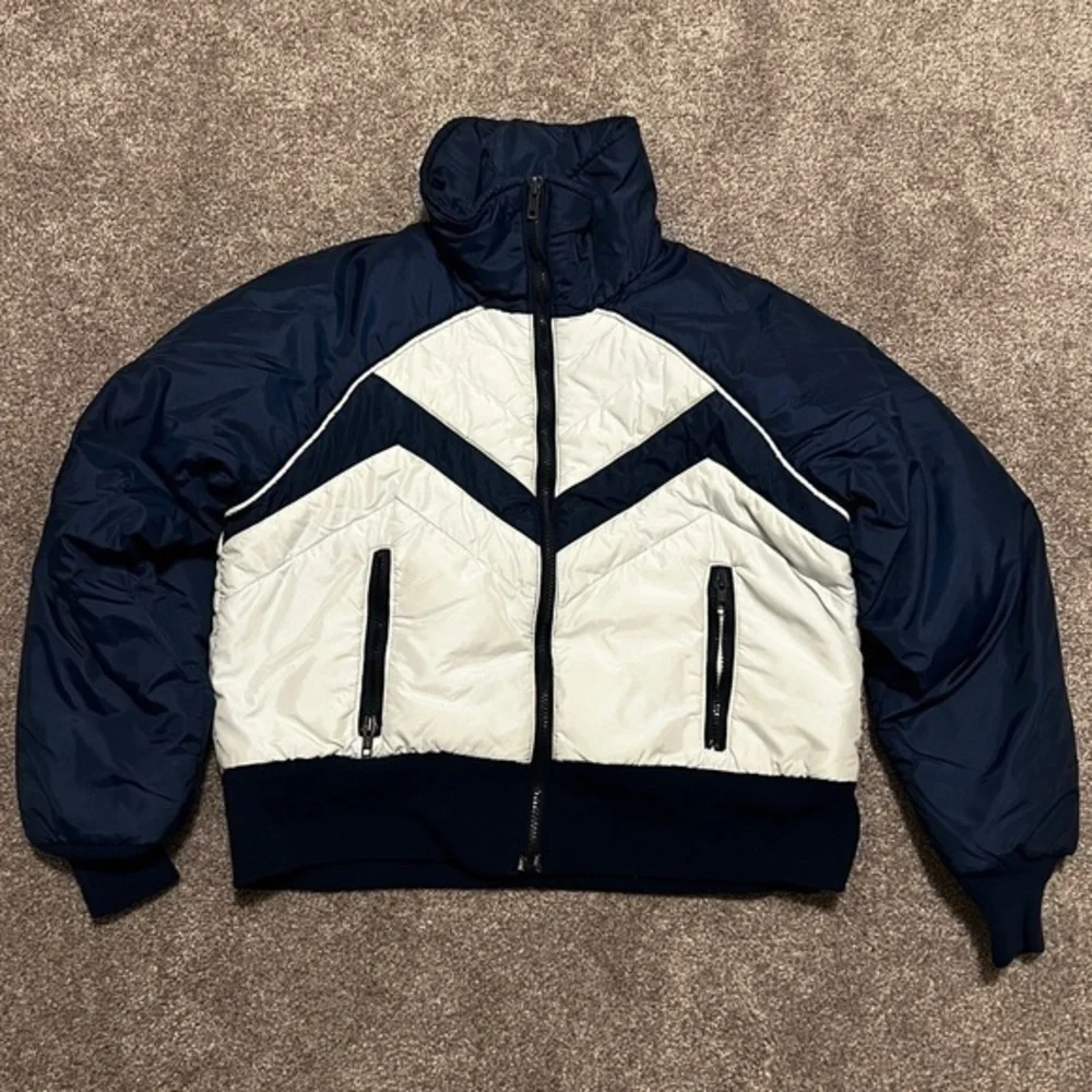 Vintage Alpine Designs Blue & White Goose Down Puffer Jacket Size 14